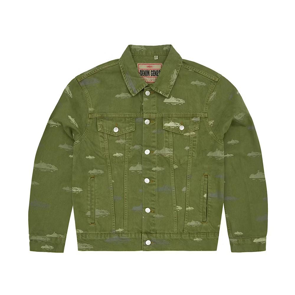 Corteiz Alcatraz Pattern Denim Jacket - Khaki – Lisabona Streetwear