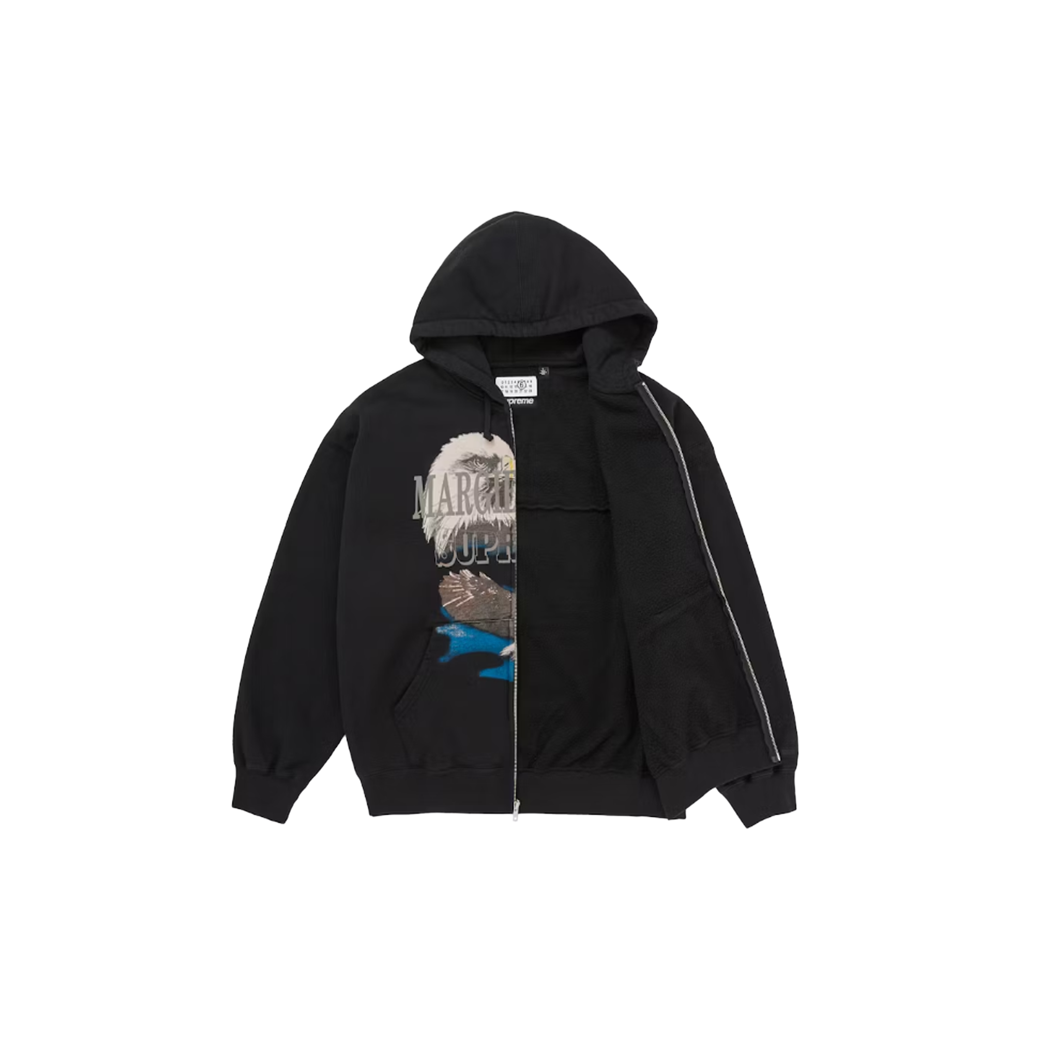 Supreme MM6 Maison Margiela Eagle Zip Up Hooded Sweatshirt - Black Supreme MM6 Maison Margiela Eagle Zip Up Hooded Sweatshirt - Black
